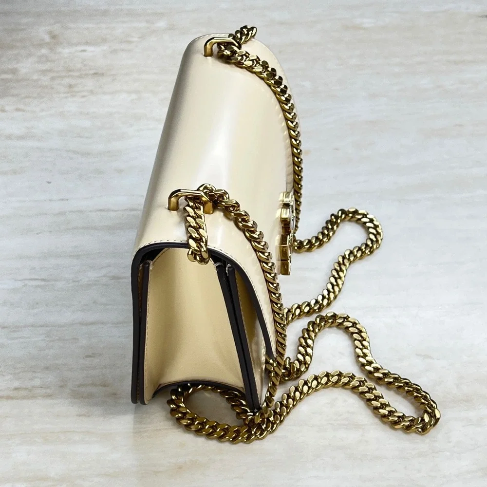 Tory Burch Eleanor Small Convertible Shoulder Bag Cream Ivory Gold Chain Logo - Picture 7 of 12